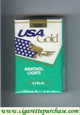 USA Gold Menthol Lights cigarettes soft box